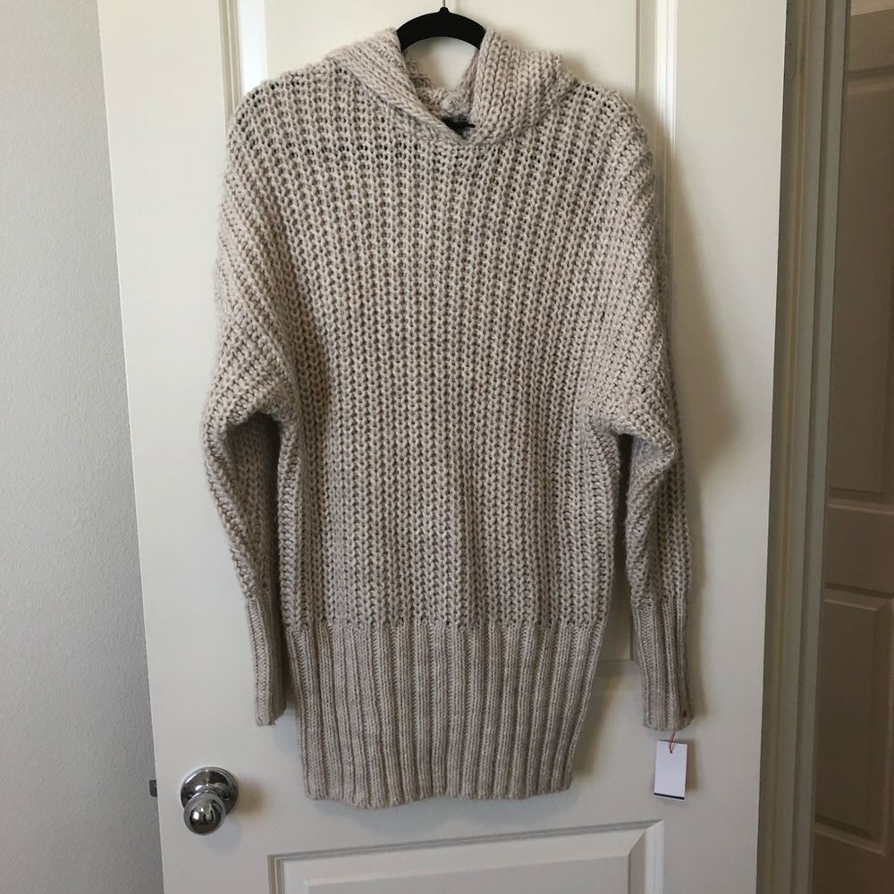 H&M size S  fuzzy warm hooded gray knit sweater.